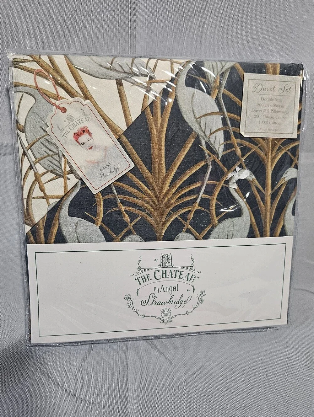 The Chateau Nouveau Heron Duvet Cover Art Deco Cotton Double Bed Reversible Set